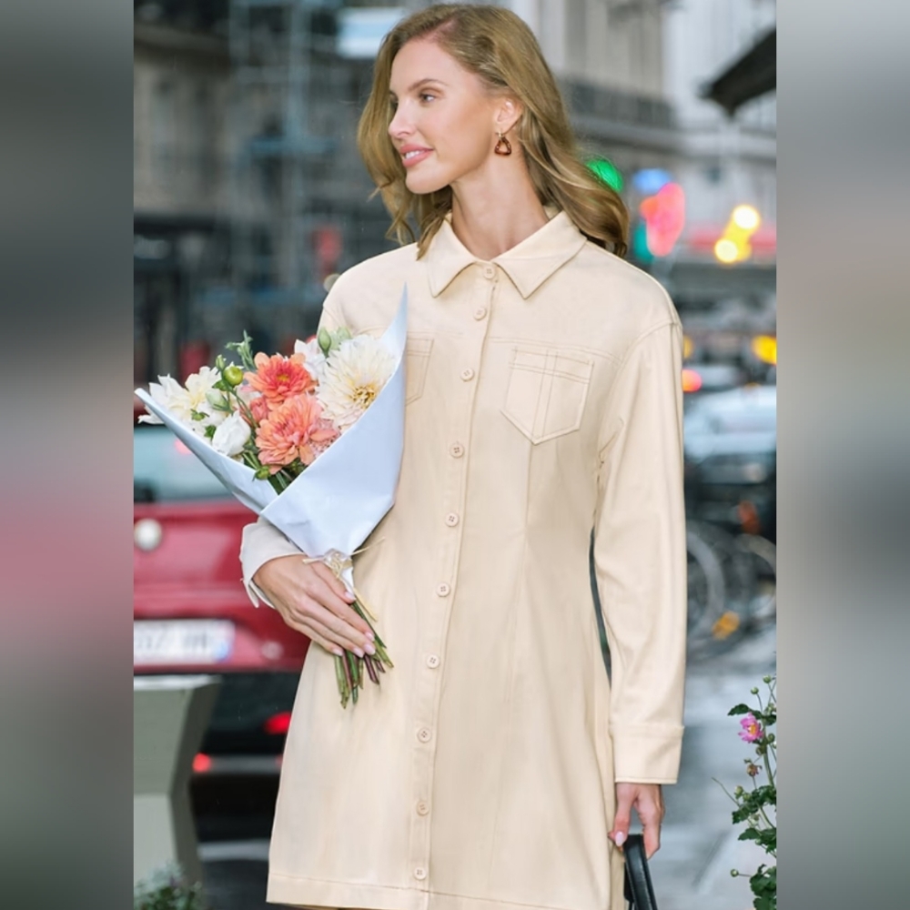 NWT Long Sleeve Fine Rib Corduroy Shirt Dress/ Jacket